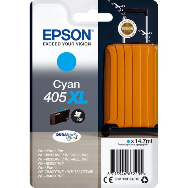Epson 405XL Cyan Ink Cartridge (1,100 Pages*) C13T05H24010