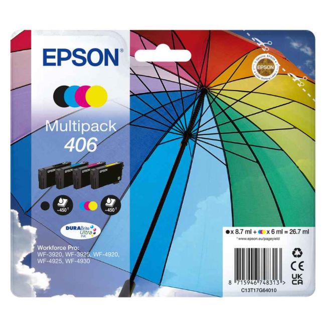 Epson 406 CMYK Ink Cartridge Multipack C13T17G64010