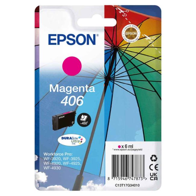 Epson 406 Magenta Ink Cartridge (450 Pages*) C13T17G34010
