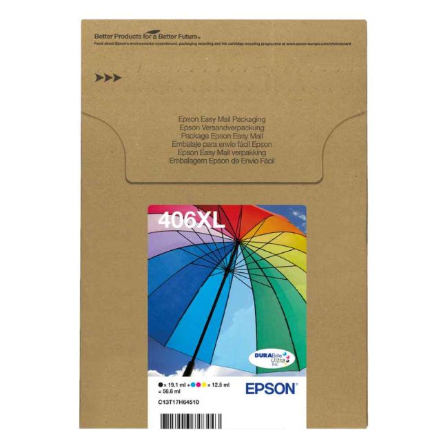 Epson 406XL CMYK Ink Cartridge Multipack (EasyMail Pack) C13T17H64510