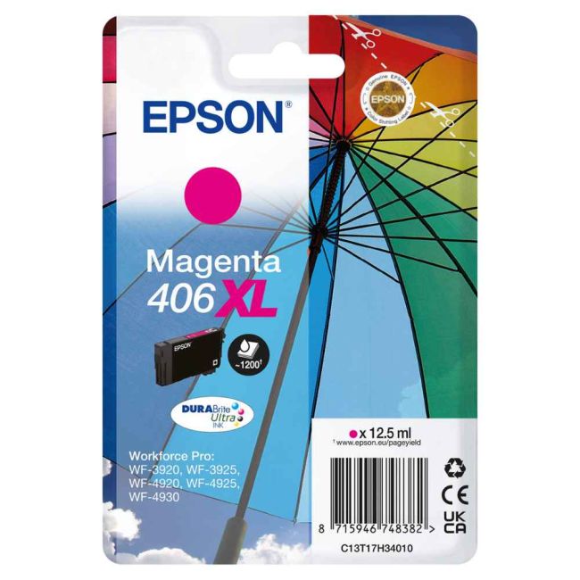 Epson 406XL Magenta Ink Cartridge (1,200 Pages*) C13T17H34010