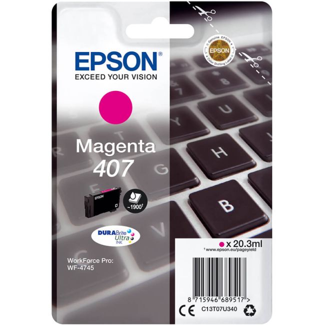 Epson 407 Magenta Ink Cartridge (1,900 Pages*) C13T07U340