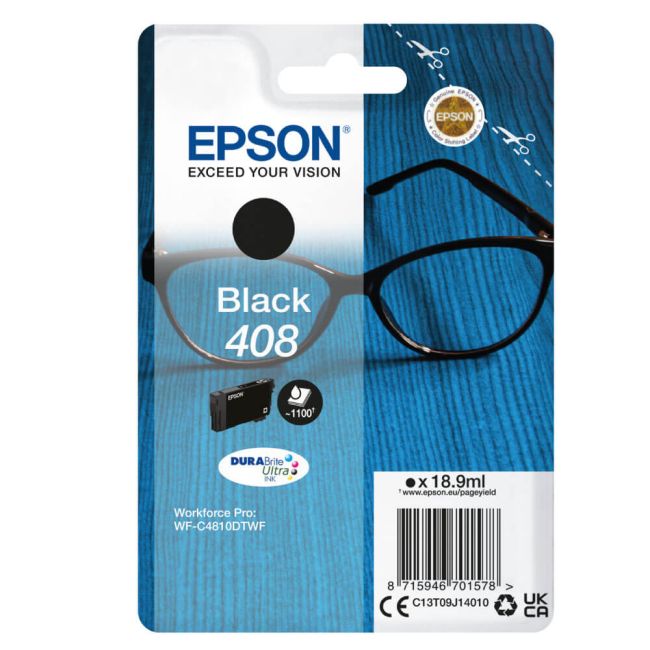 Epson 408 Standard Black Ink Cartridge (1,100 Pages*) C13T09J14010