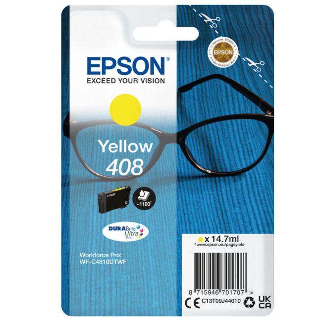 Epson 408 Standard Yellow Ink Cartridge (1,100 Pages*) C13T09J44010