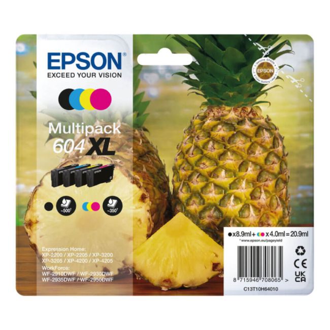 Epson 604XL Pineapple High Capacity CMYK Ink Cartridge Multipack C13T10H64010