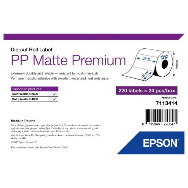 Epson 7113414 PP Matte Label Premium - 76mm x 127mm (220 Labels) 7113414