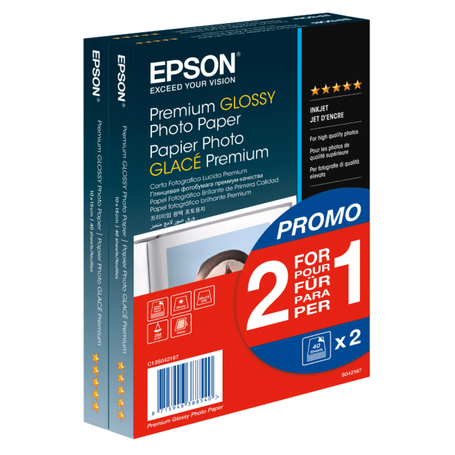 Epson C13S042167 Premium Glossy Photo Paper,100 x 150mm, 255g, 80 Sheets