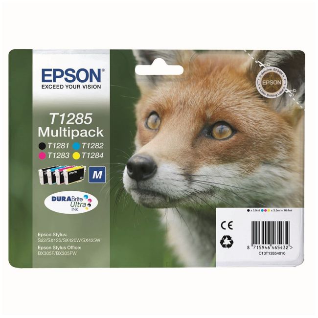 Epson C13T12854010 T1285 CMYK Multipack Ink Cartridges (3.5ml & 5.9ml)