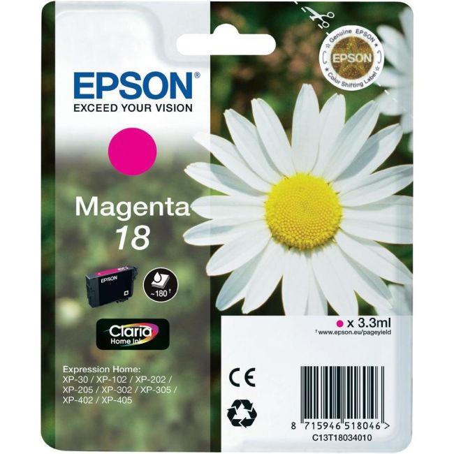 Epson 18 Standard Yield Magenta Ink Cartridge (3.3ml) C13T18034010