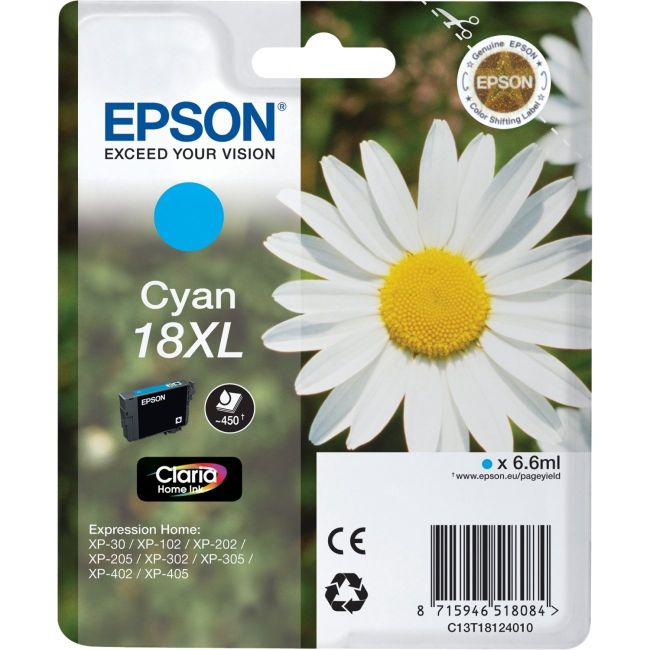 Epson 18XL High Yield Cyan Ink Cartridge (6.6ml) C13T18124012