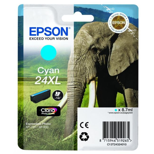 Epson T2432 High Yield 24XL Cyan Ink Cartridge (8ml) C13T24324010