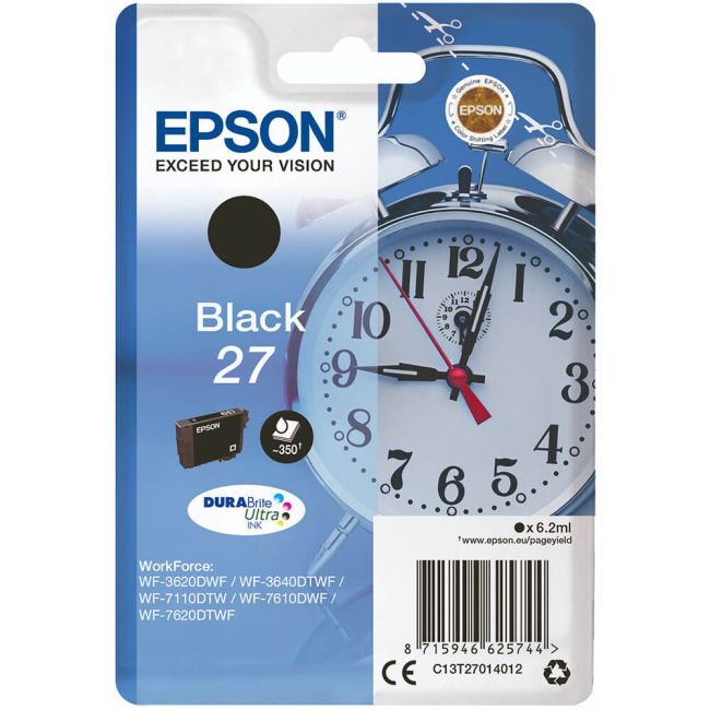 Epson C13T27014010 27 Black Ink Cartridge (350 Pages*)