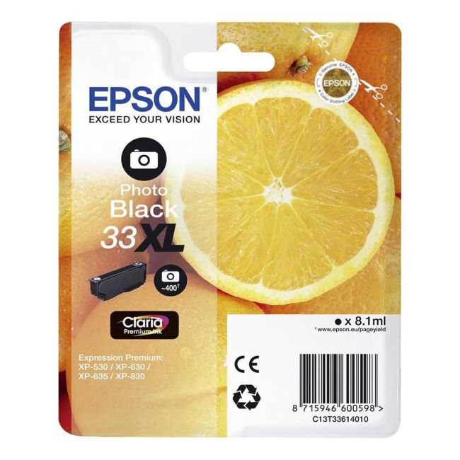Epson T3361 High Yield 33XL Photo Black Ink Cartridge (8.1ml) C13T33614010