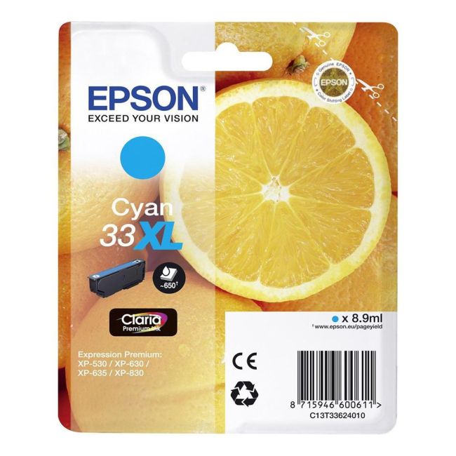 Epson T3362 High Yield 33XL Cyan Ink Cartridge (8.9ml) C13T33624010