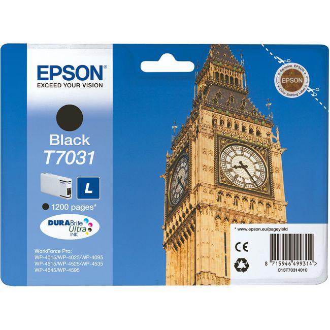 Epson C13T70314010 T7031 Standard Yield Black Ink Cartridge (1,200 pages*)