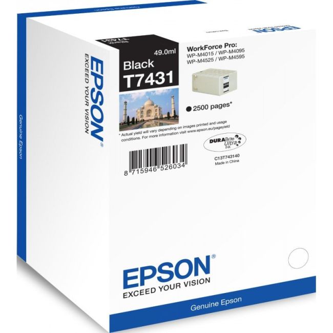 Epson T7431 Black Ink Cartridge (2,500 Pages*) C13T74314010