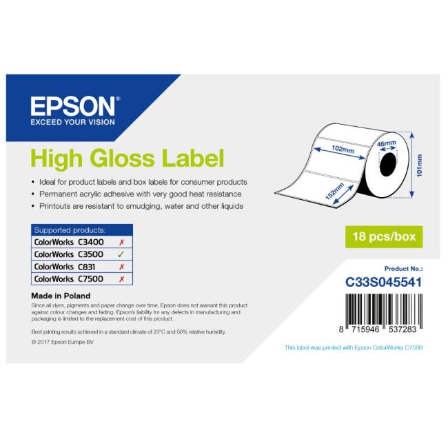 Epson C33S045541 High Gloss Label - 102mm x 152mm (210 labels)