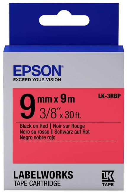 Epson 9mm LK-3RBP Black on Red Tape (9 Meter Roll) C53S653001