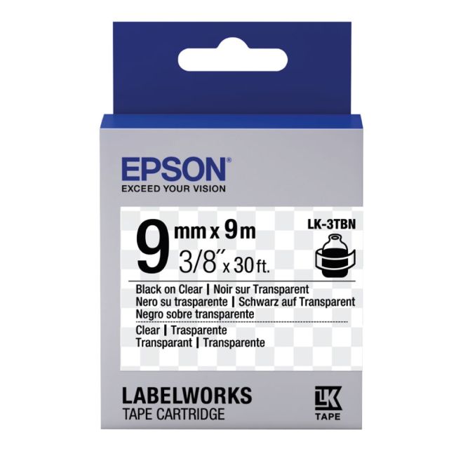 Epson LK-3TBN Black On Clear 9mm Label (9m) C53S653004