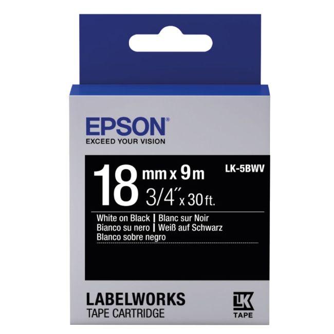 Epson LK-5BWV White On Black 18mm Label (9m) C53S655014