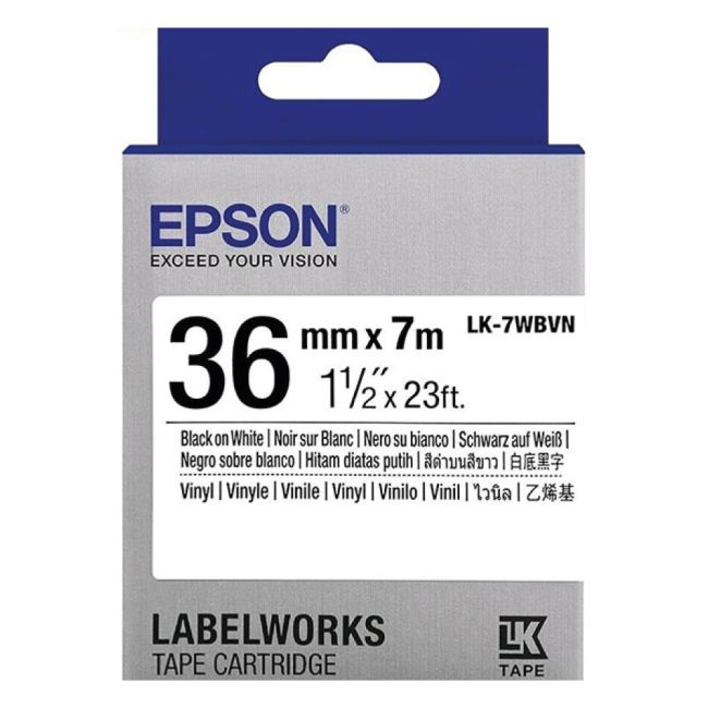 Epson LK-7WBVN Black On White 36mm Vinyl Tape (7m) C53S657012
