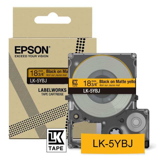 Epson LK-5YBJ 18mm Yellow/Black Matte Label (9m) C53S672075