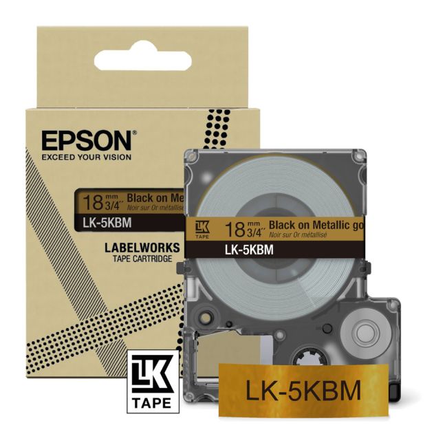 Epson LK-5KBM 18mm Gold/Black Metallic Label (9m) C53S672093