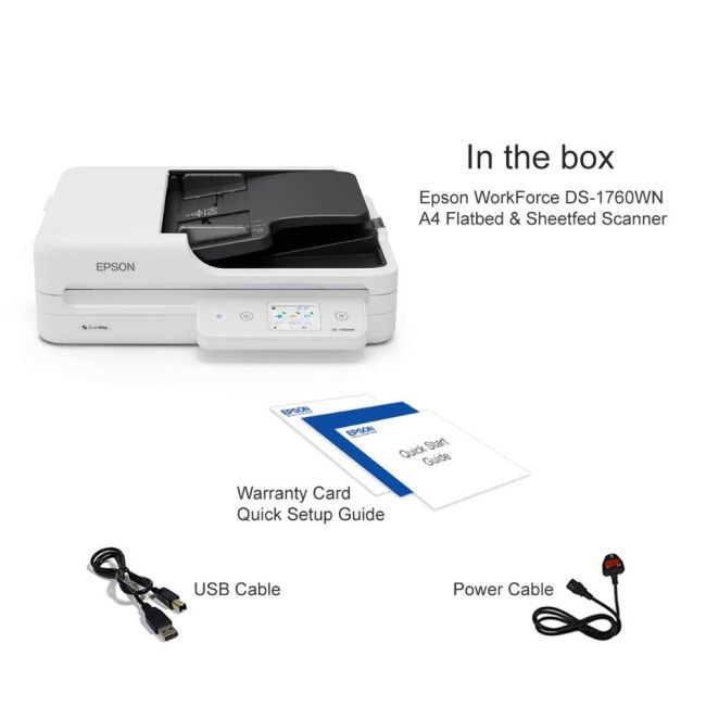 Epson WorkForce DS-1760WN A4 Flatbed & Sheetfed Scanner