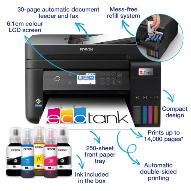 Epson EcoTank ET-3850 A4 Colour Multifunction Inkjet Printer
