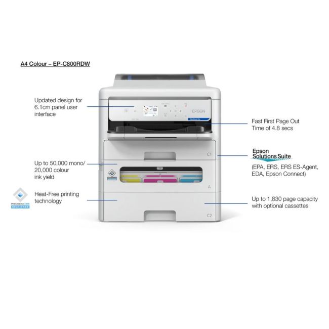 Epson WorkForce Pro EP-C800RDW A4 Colour Inkjet Printer