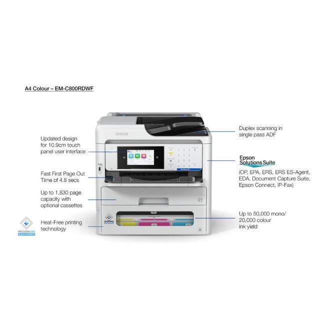 Epson WorkForce Pro EM-C800RDWF A4 Colour Multifunction Inkjet Printer