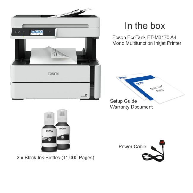 Epson EcoTank ET-M3170 A4 Mono Multifunction Inkjet Printer