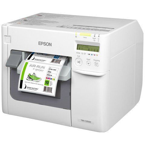 Epson TM-C3500 Colour Label Printer printing