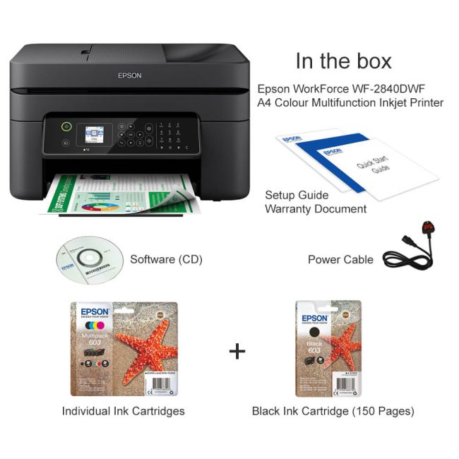 Epson WorkForce WF-2840DWF A4 Colour Multifunction Inkjet Printer
