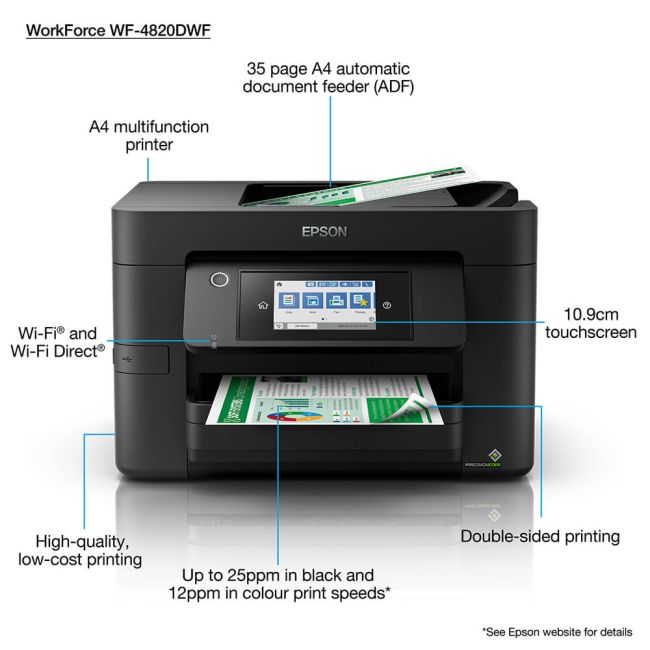 Epson WorkForce Pro WF-4820DWF A4 Colour Multifunction Inkjet Printer
