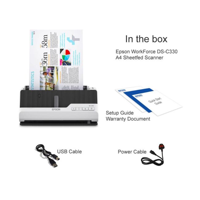 Epson WorkForce DS-C330 A4 Compact Desktop Scanner