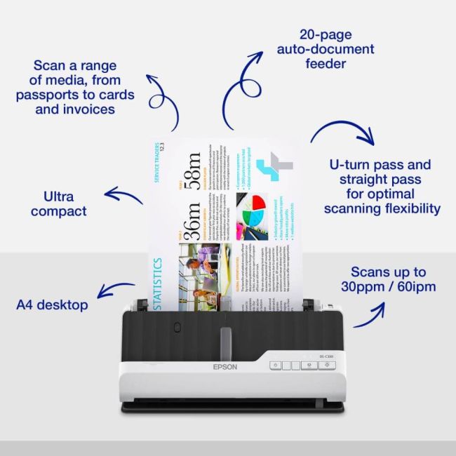 Epson WorkForce DS-C330 A4 Compact Desktop Scanner