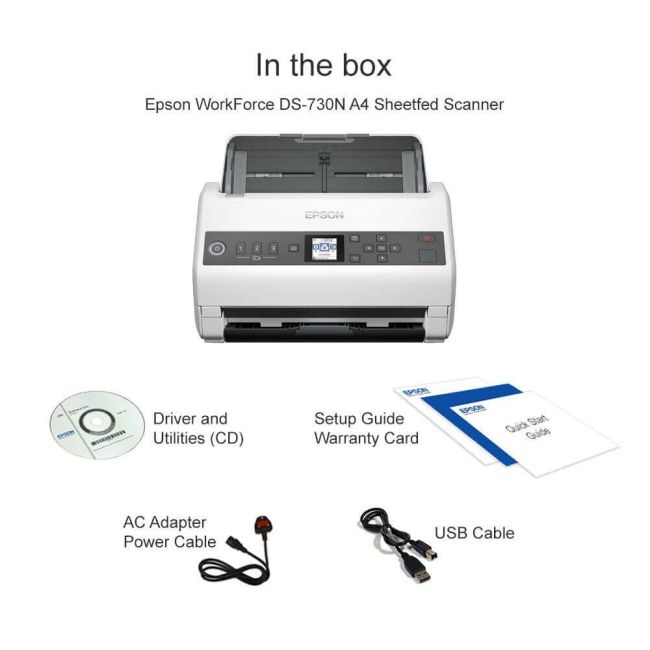 Epson WorkForce DS-730N A4 Document Sheetfed Scanner