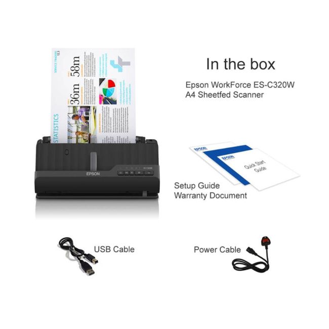Epson WorkForce ES-C320W A4 Compact Desktop Scanner