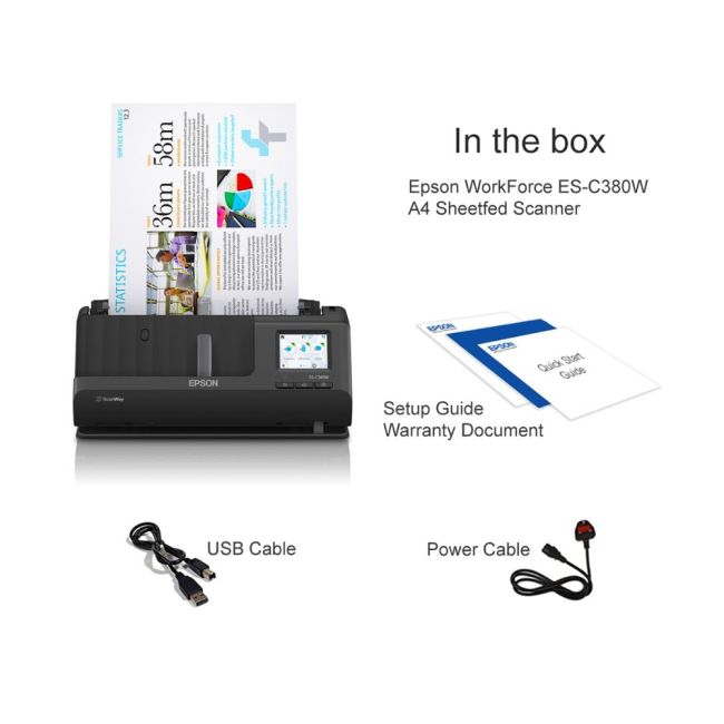 Epson WorkForce ES-C380W A4 Compact Desktop Scanner