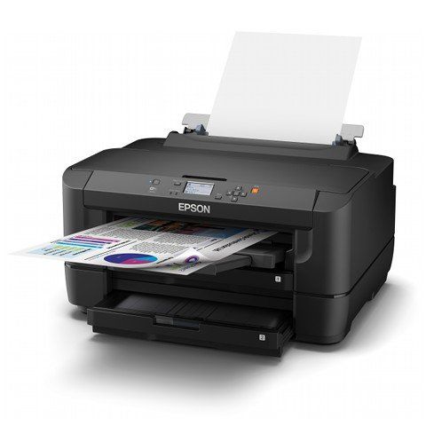 Epson WorkForce WF-7110DTW A3+ Colour Inkjet Printer left view printing 