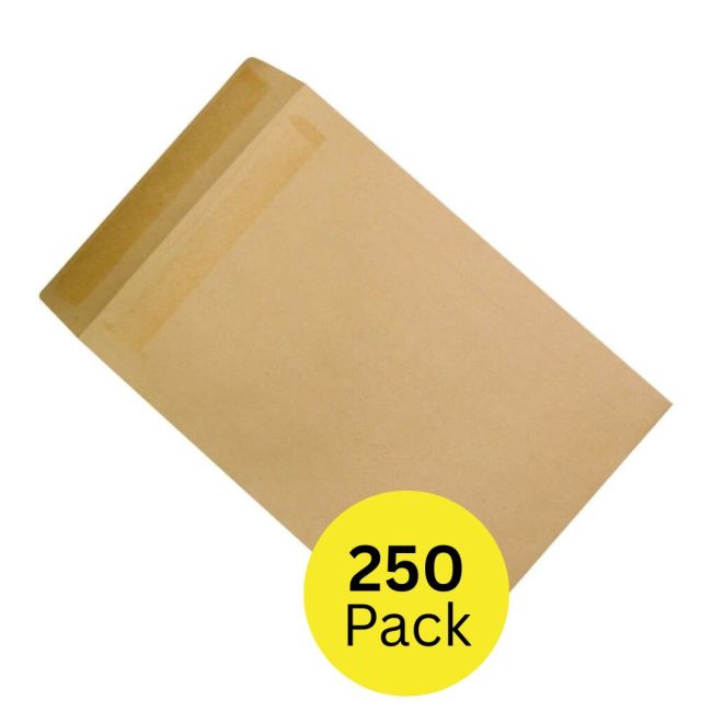 5 Star Office Envelopes Recycled Pocket Self Seal 115gsm 406x305mm Manilla (Pack of 250)
