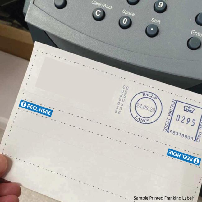 500 Self Adhesive Franking Double Labels – 149mmx45mm (2 Labels Per Sheet, 250 Sheets)
