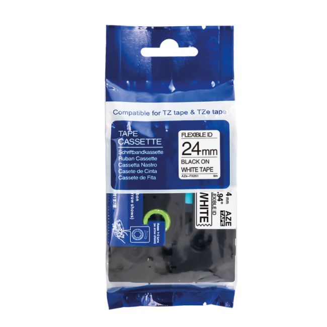Compatible Brother TZFX251 24mm Flexi Tape Black On White Tape