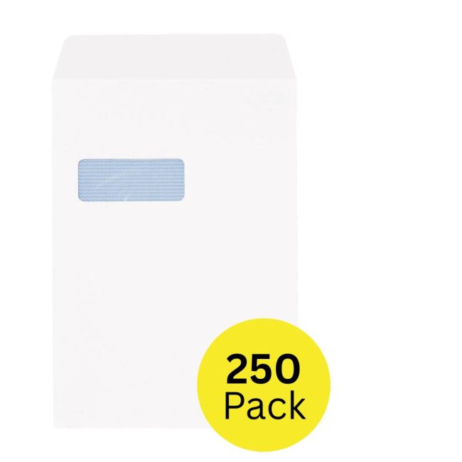 5 Star Office Envelopes Pocket Self Seal Window 90gsm C4 324x229mm White (Pack of 250)