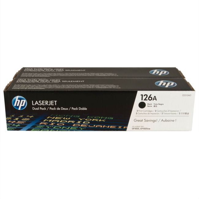 HP CE310AD 126A Black Toner Cartridge Twin Pack (2x 1,200 pages*)