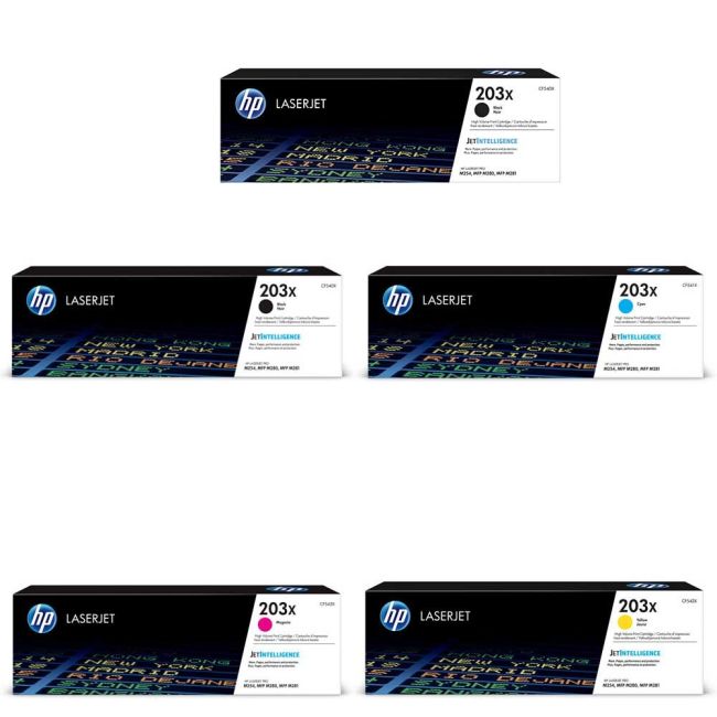 HP 203X 1 x CMY + 2 x Black Toner Cartridges Multipack