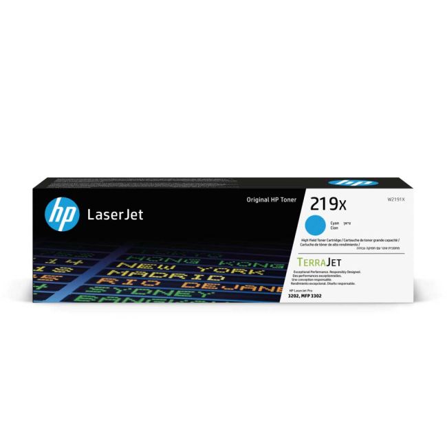 HP 219X High Yield Cyan Toner Cartridge (2,500 Pages*) W2191X