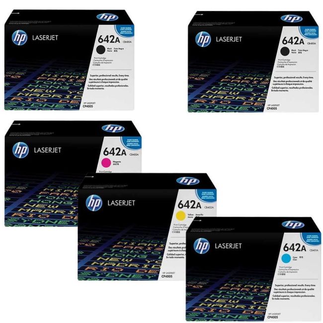 HP 642A CYM + 2 x Black Standard Yield Toner Cartridge Multipack