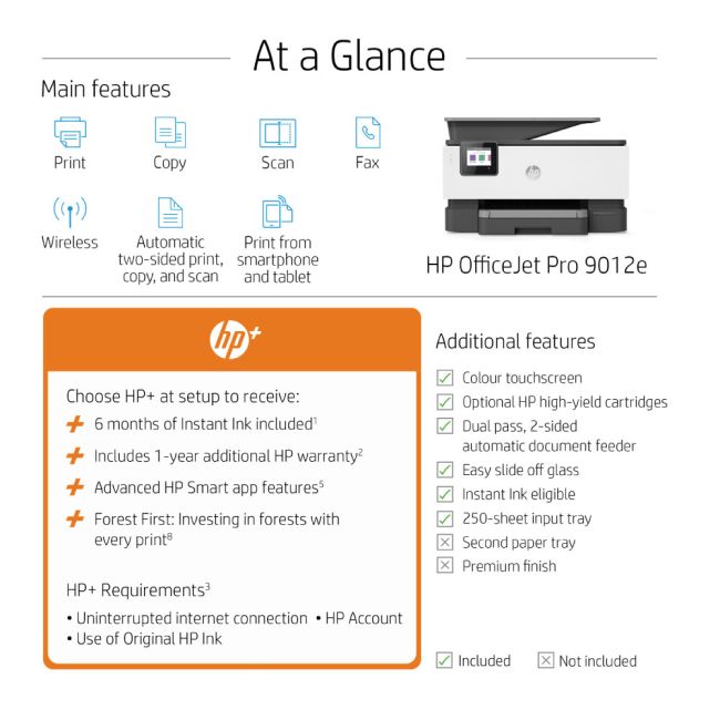 HP OfficeJet Pro 9012e A4 Multifunction Inkjet Printer - HP+ - DISCONTINUED